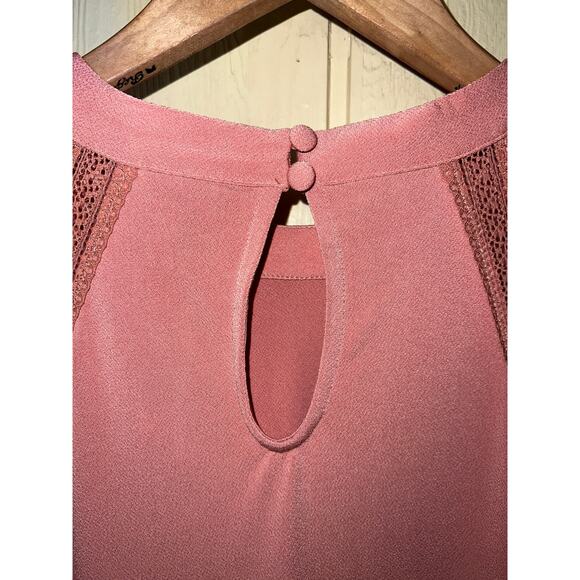 3X Torrid TOP Dusty Rose Pink Lace Stretch Poly Crepe Blouse Swing A-line NEW - Picture 8 of 11